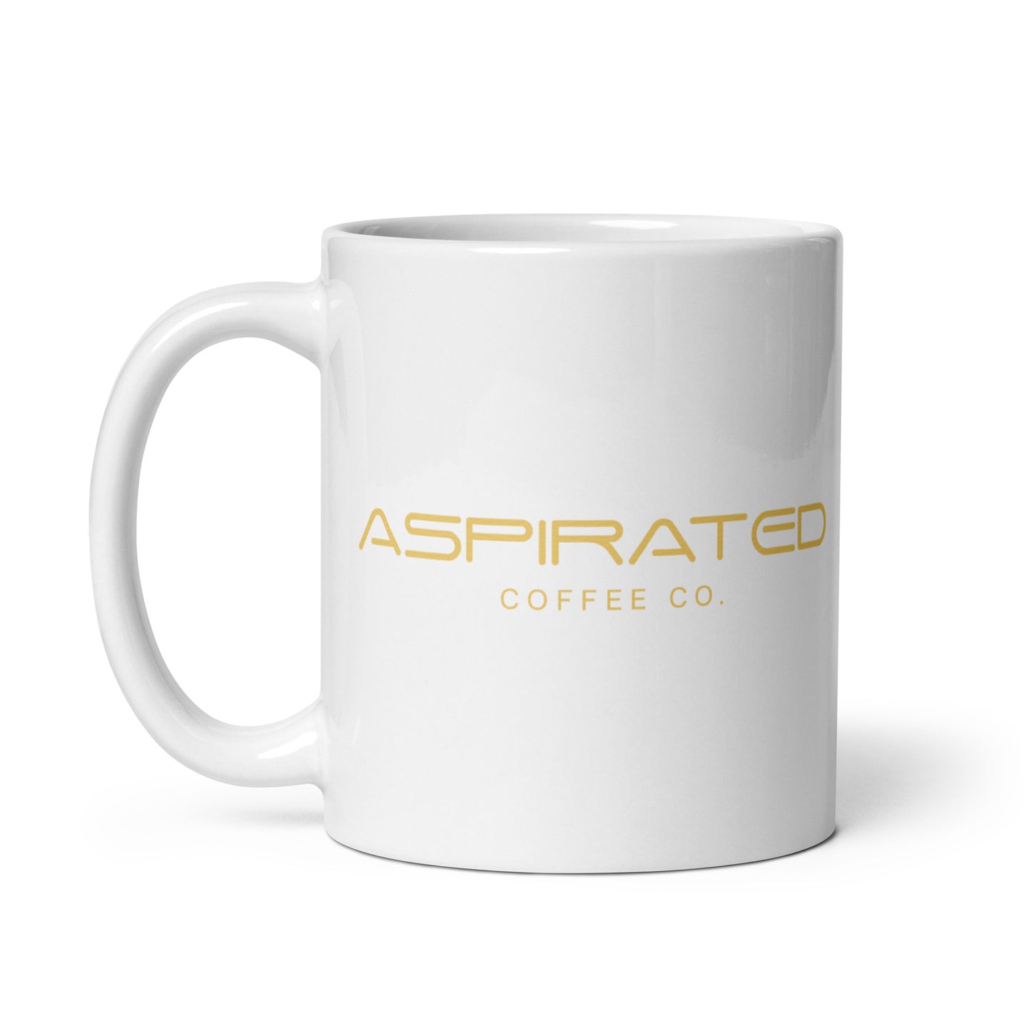 White Glossy Mug w/ Gold Lettering