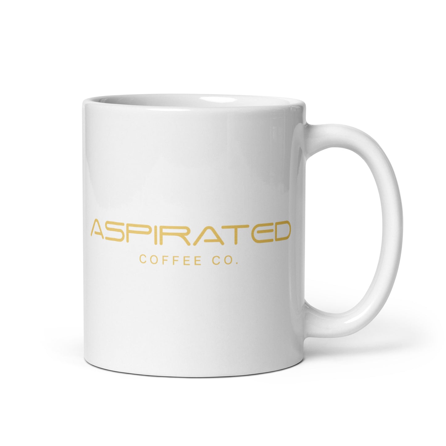 White Glossy Mug w/ Gold Lettering