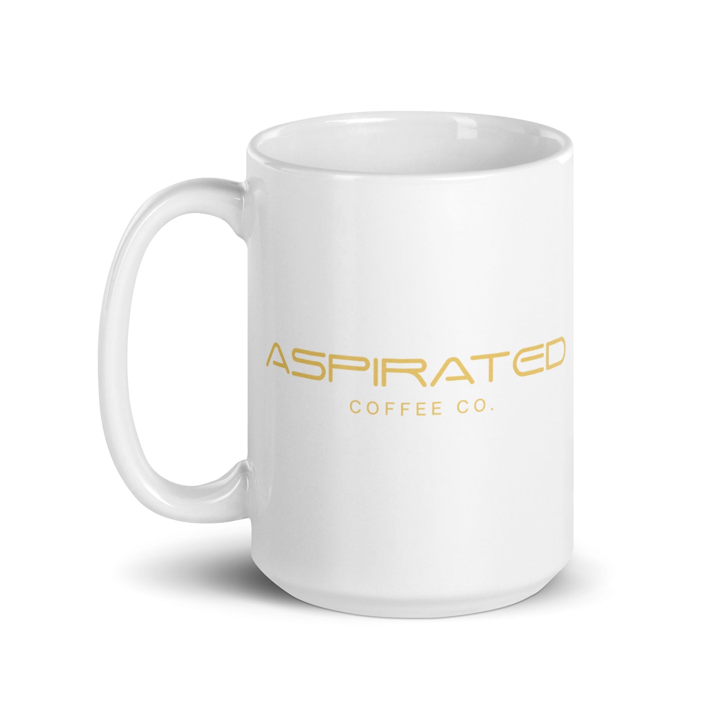 White Glossy Mug w/ Gold Lettering