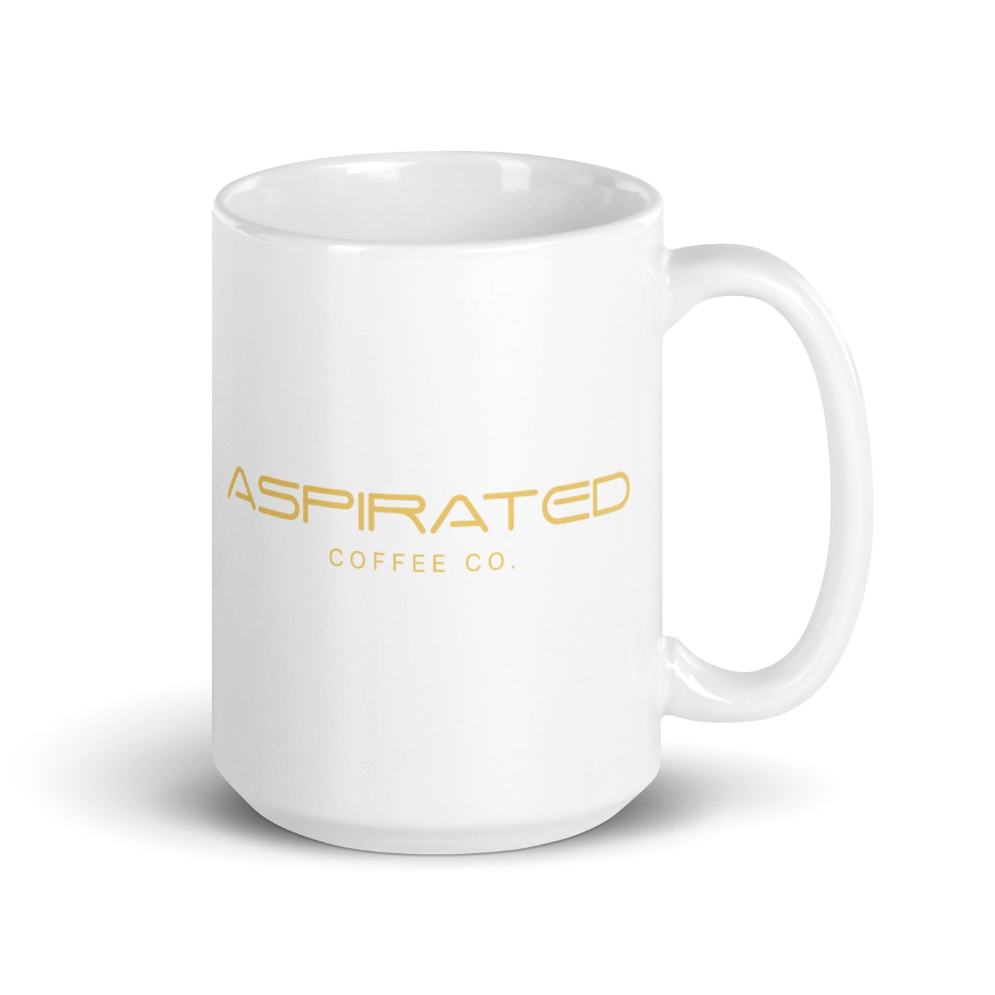 White Glossy Mug w/ Gold Lettering